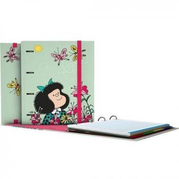 Grafoplás Carpebook Mafalda Primavera A4, 4 Anillas de 35mm, con Recambio de 100 Hojas Cuadriculadas 5x5, Forrado