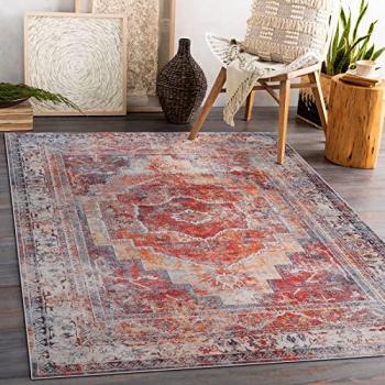 Alfombra Lavable Andre 1684 Vintage Antideslizante Rojo 160x220 cm
