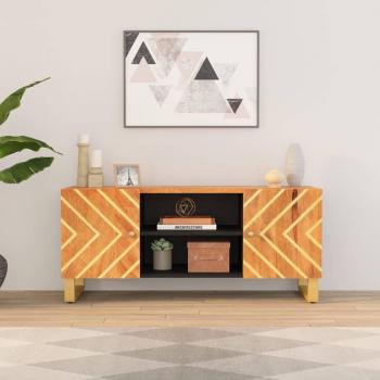 Mueble para TV de madera maciza de mango marrón y negro 105x33,5x46 cm