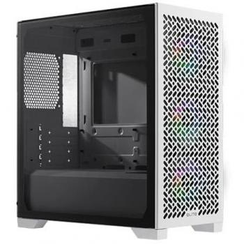 Caja de PC Cooler Master Elite 302 Micro ATX con Lado de Vidrio, 3 Ventiladores ARGB, USB-C, Color Blanco