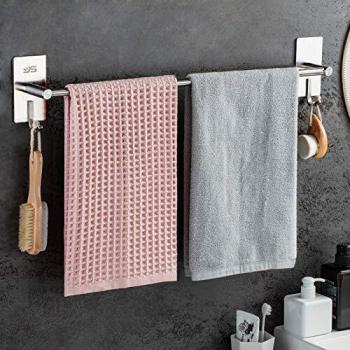 JS Toallero Adhesivo Toalleros de Baño Sin Taladro 40CM/15.75inch Colgador de Toalla 304 Acero Inoxidable Acabado Cepillado Bano Cocina Accesorios,Sin Taladro