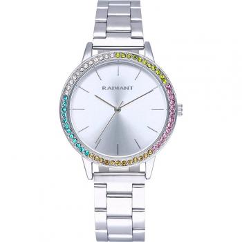 Radiant Reloj de mujer Christy RA620202, acero inoxidable, correa plateada/gris, 36mm, con múltiples cristales, resistencia al agua 3 ATM