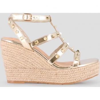 Sandalias de cuña de mujer con tachuelas y tiras