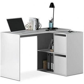 Habitdesign Mesa Escritorio, Mesa despacho Reversible, Mesa multiposición, Estudio, Modelo Adapta, Acabado en Blanco Artik