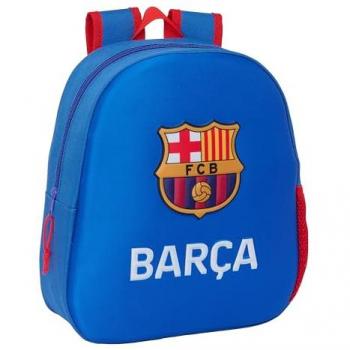 Mochila Escolar 3D F.C. Barcelona Azul Marino Adaptable a Carro 27 x 33 x 10 cm