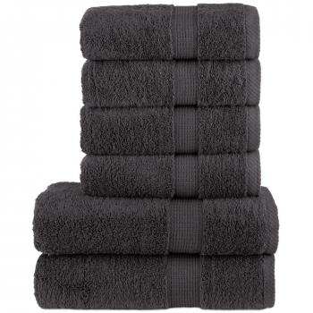 Juego de toallas 6 piezas ASciugamani SOLUND 100% algodón gris antracita 600 GSM