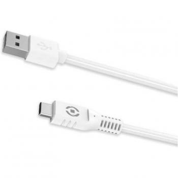 Cable USB Tipo C Blanco de 1 metro marca Celly