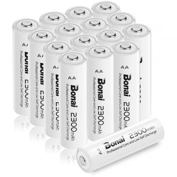 BONAI Pilas Recargables 2300mAh AA de Alta Capacidad Ni-MH 1200 Ciclo de Baterías para los Equipos Domésticos
