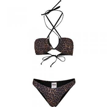 Urban Classics Women's AOP Hot V Brown Leopard Print Bikini Set