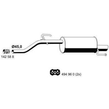 Silenciador trasero ERNST 013079 para Opel Corsa D 3/5 puertas