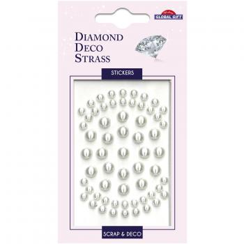 Pegatinas Diamond Deco Strass Perlas Pequeñas y Grandes - Blanco