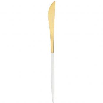 Set de Cuchillos Bidasoa Gio Dorado Blanco Metal (12 Unidades) - 12 cuchillos de acero inoxidable, diseño elegante en blanco y dorado, longitud de 22,4 cm