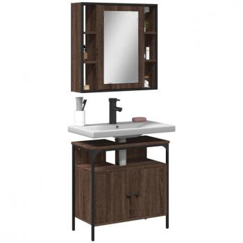 Conjunto de muebles de baño 2 piezas marrón madera roble multicapa