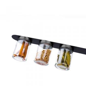 Black Classy Magnetic Glass Set of 3 with Metal Bar (192 ml)