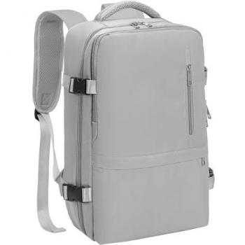 Mochila de Viaje Impermeable COSHANO 45x22x30 para Equipaje de Mano, Aceptada por Aerolíneas, Ideal para Senderismo y Deportes al Aire Libre - Color Gris
