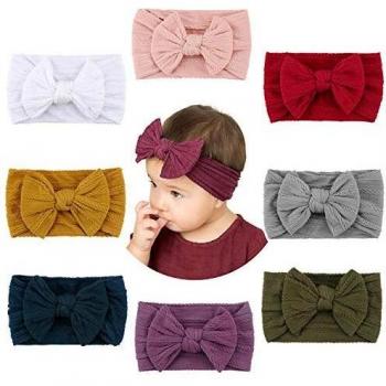 Makone Vendas del bebé, súper elásticas Suaves Nudo de Nylon de bebé Turbante, Multicolor Hairband de los bebés recién Nacidos, Toddle Pelo de los niños de los Aros 8 Pack