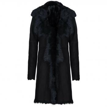 Infinity Leather Black Toscana Sheepskin Suede Trench Coat for Women - Size 14 UK