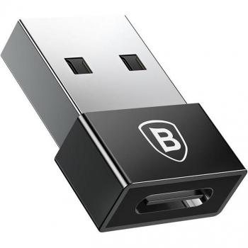 Adaptador Baseus USB A Macho a USB Tipo C Hembra - 2.4A Carga y 480 Mbps Transferencia de Datos