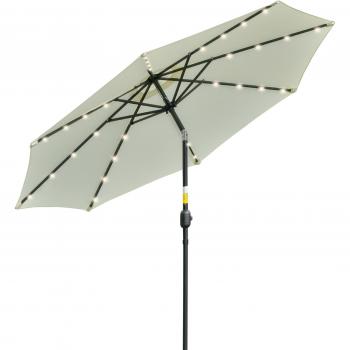 Sombrilla de Jardín Outsunny con 32 Luces LED Solares Ø265x233 cm Beige