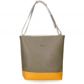 Pepe Jeans Mona Bolso Shopper Verde 27x32x11,5 cms Piel Sintética