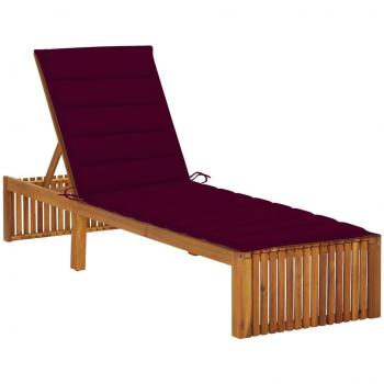 Tumbona de Madera Maciza de Acacia con Cojín