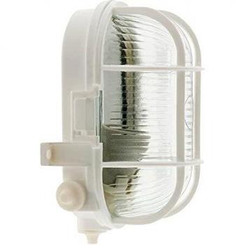 Luz Exterior Ovalada IP44 60W E27 Clase II con Rejilla Blanca