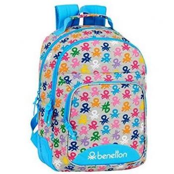 safta 612052773 Mochila Doble con cantoneras Adaptable a Carro Benetton, Multicolor