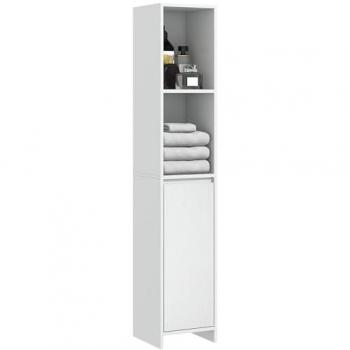 HOMCOM Armario Alto de Baño Columna Auxiliar con Puerta, 2 Estantes Abiertos, Antivuelco, Estilo Moderno, Dimensiones 30x30x160 cm, Color Blanco