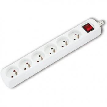 Aigostar Regleta Extensora de 6 Enchufes con Cable de 5 Metros e Interruptor, Color Blanco