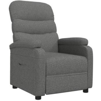 Sillón Reclinable de Tela Gris Oscuro con Reposapiés y Respaldo, Sillón de Descanso para TV, Asiento Tapizado para Salón Oficina