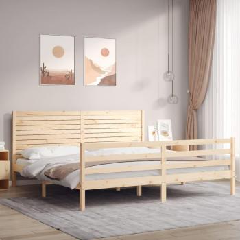 Cama de matrimonio Super King Size con estructura de madera maciza y cabecero Blindpiece