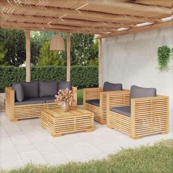5 Piece Teak Wood Garden Lounge Set with Cushions