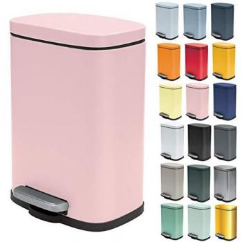 Papelera de baño con pedal Akira 5L Rosa mate Acero inoxidable