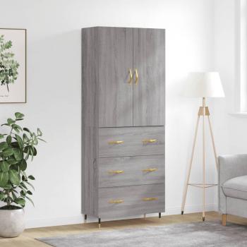 Aparador alto de madera contrachapada gris sonoma 69,5x34x180 cm