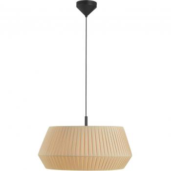 Lámpara colgante Nordlux Dicte, atada a mano, Ø 53cm, color ámbar y pantalla de algodón beige