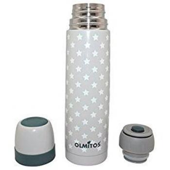 Olmitos Termo De Acero Inoxidable Para Liquidos, 500 Ml - Cierre Hermético- Bebidas Calientes Y Frías, Gris