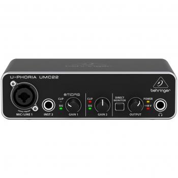 Behringer U-Phoria UMC22 USB Audio Interface with MIDAS Mic Preamplifier