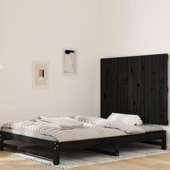 Cabecero de cama de pared negro 127,5x3x90 cm madera maciza de pino