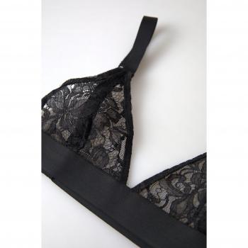 Dolce & Gabbana Black Floral Lace Nylon Stretch Bra Underwear - IT40|S, Size: XS