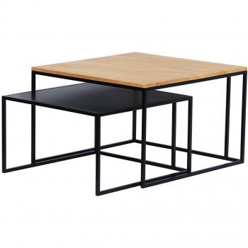 Mesas nido de salón extraíbles de madera maciza de mango y metal TAHL