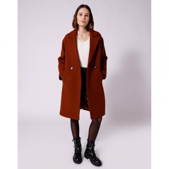 Abrigo de paño largo recto extragrande para mujer Naf Naf