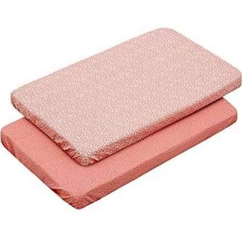 Cambrass - Sabana Bajera algodón - Sabana Ajustable con Gomas - Ropa de Cama para bebé con Tratamiento Sanitized - minicuna 50x82x10 cm Rosa con Estampados