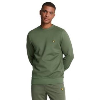 Lyle & Scott Men's Sports Crew Neck Fleece Sweatshirt - Green/Tan/Cactus Green, Size Large/Regular
