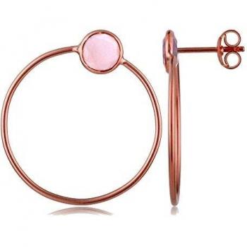 Córdoba Jewels |Pendientes en plata de ley 925 bañada en oro rosa con piedra semipreciosa con diseño Circle Dolce Rosa Oro Rosa