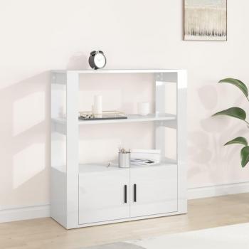 Aparador de madera contrachapada 80x30x90 cm, mueble de almacenaje de salón, buffet para salón, armario auxiliar, armario de almacenamiento en color blanco brillante
