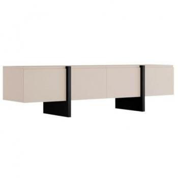 Mueble TV LUVONIA con 4 puertas de MDF - Beige y Negro