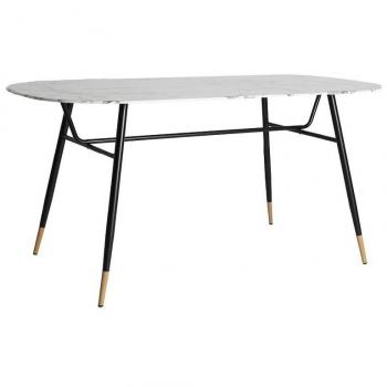 Mesa Comedor Graz de Cristal Blanco/Negro 160x90x76cm
