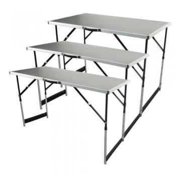 Set de mesas plegables multiusos 3 piezas aluminio Brüder Mannesmann Gris