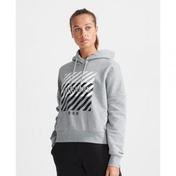 Superdry Sudadera con Capucha Core Sport Crop para Mujer, Grey Marl, Talla X-Small