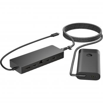 Combo de Hub Universal USB-C y Cargador para Laptop HP
